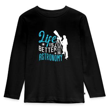 Astronomie Télescope Univers - T-shirt manches longues Premium Enfant - noir - Devant - AI Model Kid Male (0cm)