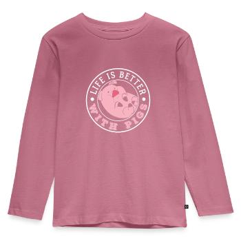 Schwein - Kinder Premium Bio Langarmshirt - Mauve - Vorne - AI Model Kid Female (0cm)