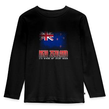 nouvelle-Zélande - T-shirt manches longues Premium Enfant - noir - Devant - AI Model Kid Male (0cm)