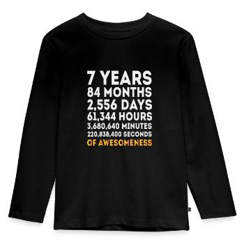 Cadeau de garçons de filles de 7ème anniversaire, anniversaire de 7 ans - T-shirt manches longues Premium Enfant - noir - Devant - AI Model Kid Male (0cm)