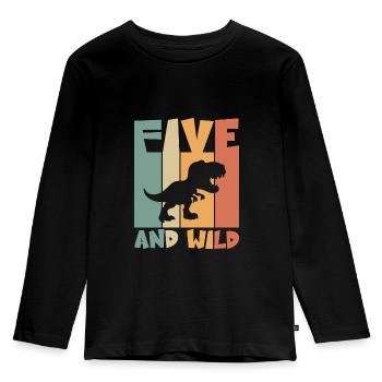 5 Geburtstag Dino 5 Jahre Kindergeburtstag - Kinder Premium Bio Langarmshirt - Schwarz - Vorne - AI Model Kid Male (0cm)