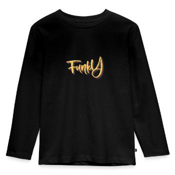 Funky - Kinder Premium Bio Langarmshirt - Schwarz - Vorne - AI Model Kid Male (0cm)
