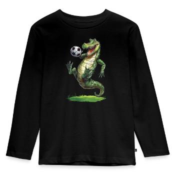 Football Crocodile Crocodile Crocodile Ballon de crocodile - T-shirt manches longues Premium Enfant - noir - Devant - AI Model Kid Male (0cm)