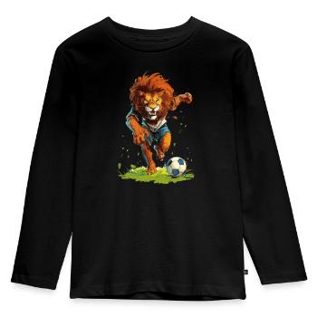Football Leo Lion - Zodiac sign Leo - Kids' Premium Longsleeve Shirt - black - Front - AI Model Kid Male (0cm)