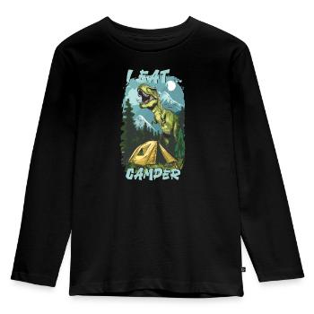 Dino Trex - Eat Camper - Rooftop Tent Campingurla - Kids' Premium Longsleeve Shirt - black - Front - AI Model Kid Male (0cm)