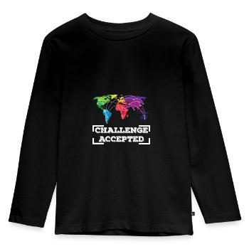TRAVELING: Challenge Accepted - Kids' Premium Longsleeve Shirt - black - Front - AI Model Kid Male (0cm)