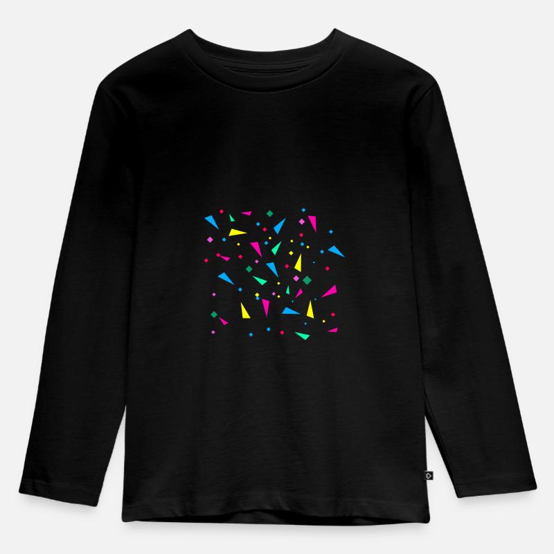 Karneval, konfetti, bunt, retro - Kinder Premium Bio Langarmshirt - Schwarz