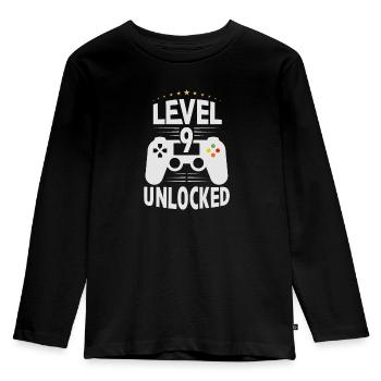 9e anniversaire, 9 ans Cadeaux d’anniversaire - T-shirt manches longues Premium Enfant - noir - Devant - AI Model Kid Male (0cm)