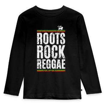 Roots Rock Reggae - Kinder Premium Bio Langarmshirt - Schwarz - Vorne - AI Model Kid Male (0cm)