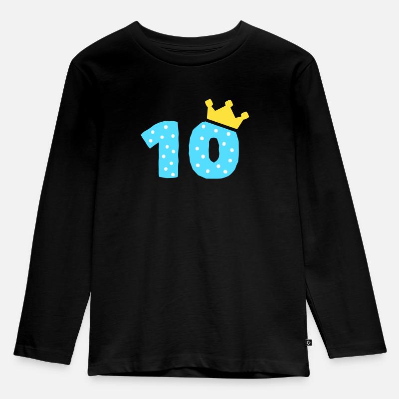 10 Krone 10. Geburtstag 10 Jahre - Kinder Premium Bio Langarmshirt - Schwarz
