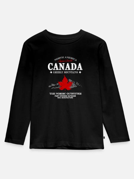 Kanada - Maple Leaf - Canada - Kinder Premium Bio Langarmshirt - Schwarz