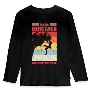 Ich bin Bergtags nicht erreichbar - Kinder Premium Bio Langarmshirt - Schwarz - Vorne - AI Model Kid Male (0cm)