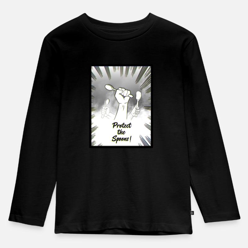 save the spoons - Kinder Premium Bio Langarmshirt - Schwarz