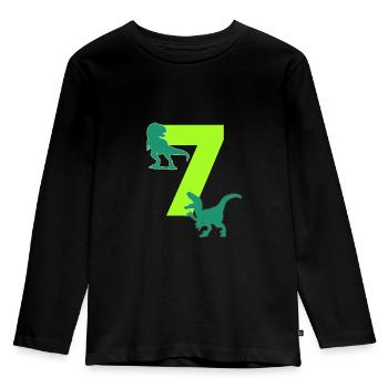 Dino Chemise d’anniversaire 7 ans T Rex - T-shirt manches longues Premium Enfant - noir - Devant - AI Model Kid Male (0cm)
