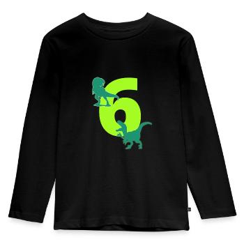 Dino Chemise d’anniversaire 6 ans T Rex - T-shirt manches longues Premium Enfant - noir - Devant - AI Model Kid Male (0cm)