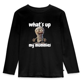 HALLOWEEN MUMIE - Kinder Premium Bio Langarmshirt - Schwarz - Vorne - AI Model Kid Male (0cm)