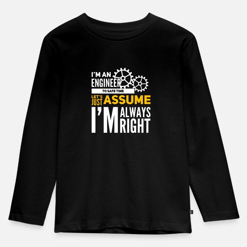 Ingenieur - Kinder Premium Bio Langarmshirt - Schwarz