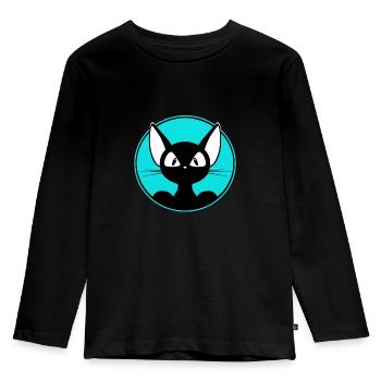 cool cat, cute cat, sticker, shirt, t-shirt - Kids' Premium Longsleeve Shirt - black - Front - AI Model Kid Male (0cm)