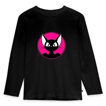 cool cat, cute cat, sticker, shirt, t-shirt - Kids' Premium Longsleeve Shirt - black - Front - AI Model Kid Male (0cm)