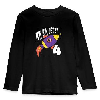4. Geburtstag Shirt Rakete 4 Jahre Geschenk Sterne - Kinder Premium Bio Langarmshirt - Schwarz - Vorne - AI Model Kid Male (0cm)