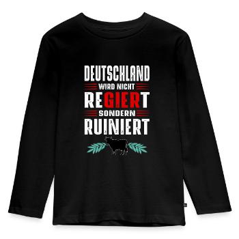 Germany is not governed, but ruined - Kids' Premium Longsleeve Shirt - black - Front - AI Model Kid Male (0cm)