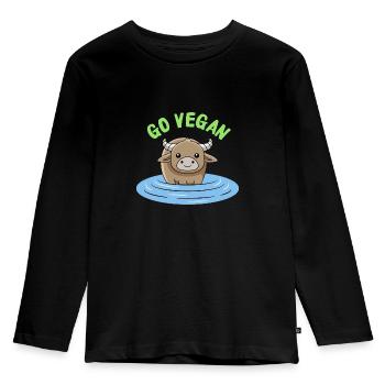 Water buffalo design for proud vegans - Kids' Premium Longsleeve Shirt - black - Front - AI Model Kid Male (0cm)
