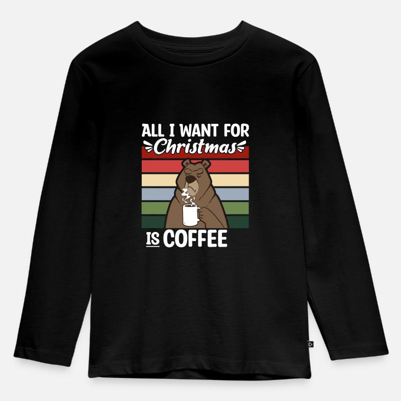 Weihnachten Kaffee Geschenk - Kinder Premium Bio Langarmshirt - Schwarz