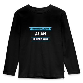 Alan Name Saying für stolze Alans - Kinder Premium Bio Langarmshirt - Schwarz - Vorne - AI Model Kid Male (0cm)