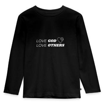 Aimer Dieu aimer les autres Jésus-Christ - T-shirt manches longues Premium Enfant - noir - Devant - AI Model Kid Male (0cm)