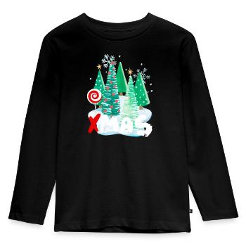 Xmas Christmas Tree Design - Festive Gift Idea - Kids' Premium Longsleeve Shirt - black - Front - AI Model Kid Male (0cm)