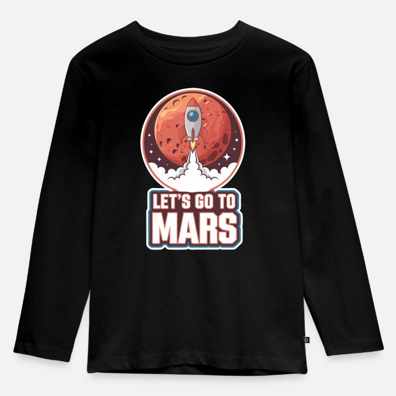 Mars Planet Planeten Sonnensystem - Kinder Premium Bio Langarmshirt - Schwarz