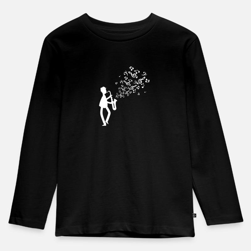 Saxophon - Kinder Premium Bio Langarmshirt - Schwarz