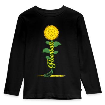 Floorball Unihockey FLOORBALL-Sommer Floorballer - Kinder Premium Bio Langarmshirt - Schwarz - Vorne - AI Model Kid Male (0cm)