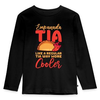 Empanada Tia Like A Regular Tia Way More Cooler - Kinder Premium Bio Langarmshirt - Schwarz - Vorne - AI Model Kid Male (0cm)