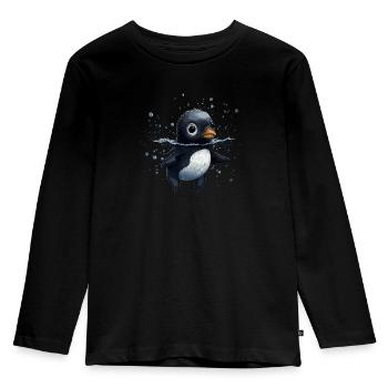 Pingouin Bébé Oiseau Poussin - T-shirt manches longues Premium Enfant - noir - Devant - AI Model Kid Male (0cm)