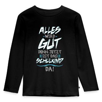 Garçon d'écolier - T-shirt manches longues Premium Enfant - noir - Devant - AI Model Kid Male (0cm)