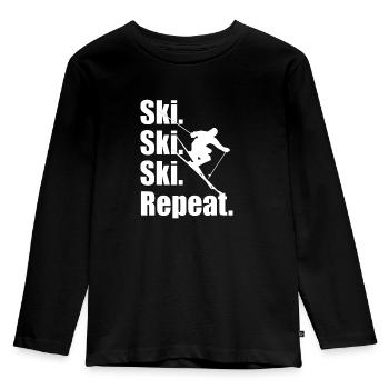Skiing, skiing resort, ski resort, skiing holiday - Kids' Premium Longsleeve Shirt - black - Front - AI Model Kid Male (0cm)