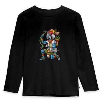 Antiker Aztekengott Tlaloc - Kinder Premium Bio Langarmshirt - Schwarz - Vorne - AI Model Kid Male (0cm)