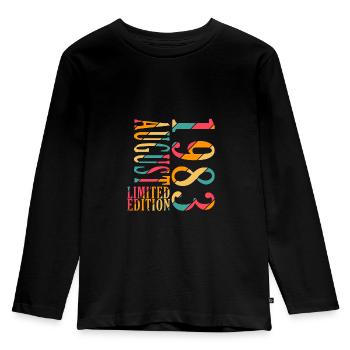 August 1983 Jahrestag August 1983 August - Kinder Premium Bio Langarmshirt - Schwarz - Vorne - AI Model Kid Male (0cm)