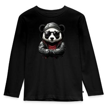 Panda Hoodie - Cool Panda - Kids' Premium Longsleeve Shirt - black - Front - AI Model Kid Male (0cm)