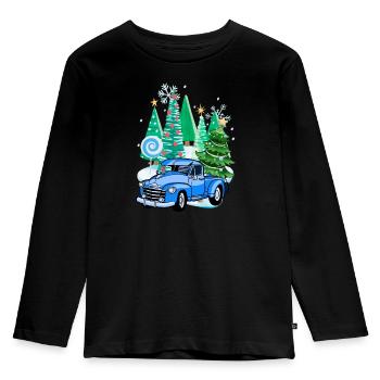 Impression de Noël Pick-Up d’hiver - T-shirt manches longues Premium Enfant - noir - Devant - AI Model Kid Male (0cm)