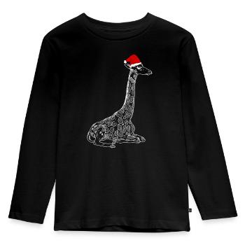 Christmas Giraffe - Kids' Premium Longsleeve Shirt - black - Front - AI Model Kid Male (0cm)