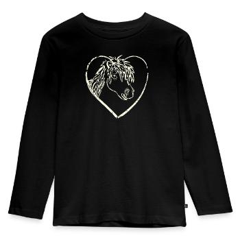 Horse Heart - Kids' Premium Longsleeve Shirt - black - Front - AI Model Kid Male (0cm)