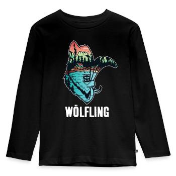 Wölfling T-Shirt für Pfadfinder Wölflinge - Kinder Premium Bio Langarmshirt - Schwarz - Vorne - AI Model Kid Male (0cm)