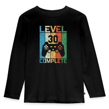 30e anniversaire du joueur niveau 30 terminé Vintage - T-shirt manches longues Premium Enfant - noir - Devant - AI Model Kid Male (0cm)