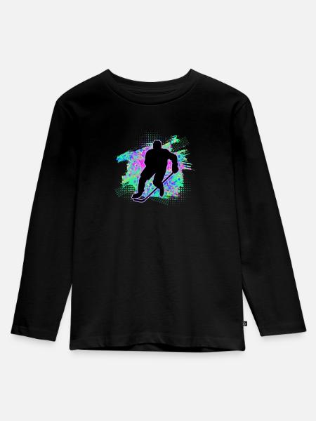 Eishockey - Kinder Premium Bio Langarmshirt - Schwarz