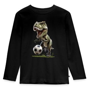 Soccer Soccer Player Dinosaur Trex T-rex Dino - Kids' Premium Longsleeve Shirt - black - Front - AI Model Kid Male (0cm)