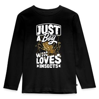 Entomology Entomologist Bugs Just A Boy Who Loves - Kinder Premium Bio Langarmshirt - Schwarz - Vorne - AI Model Kid Male (0cm)