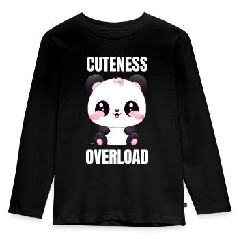 Panda Cuteness Overload T-Shirt - Kinder Premium Bio Langarmshirt - Schwarz - Vorne - AI Model Kid Male (0cm)