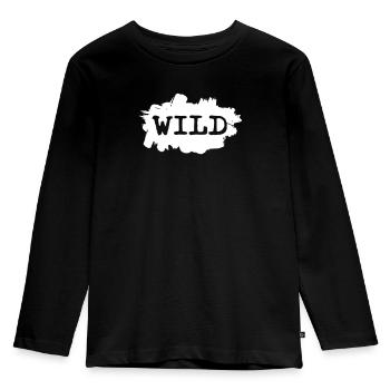 WILD - Kinder Premium Bio Langarmshirt - Schwarz - Vorne - AI Model Kid Male (0cm)